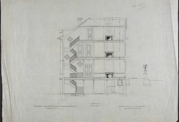 Section, measured, 1/4 inch scale, residence of Mrs. Charles C. Pomeroy ...
