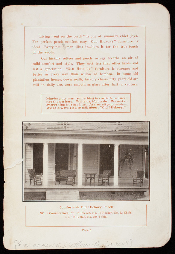 Old Hickory Chair Company, catalog, Martinsville, Indiana