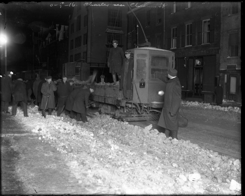 Snow removal, Charles Street near Chestnut Street, Beacon Hill, Boston ...