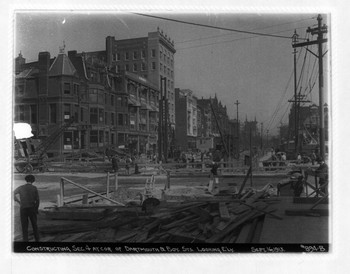 Constructing sec.4 at corner of Dartmouth and Boylston Sts. looking ...