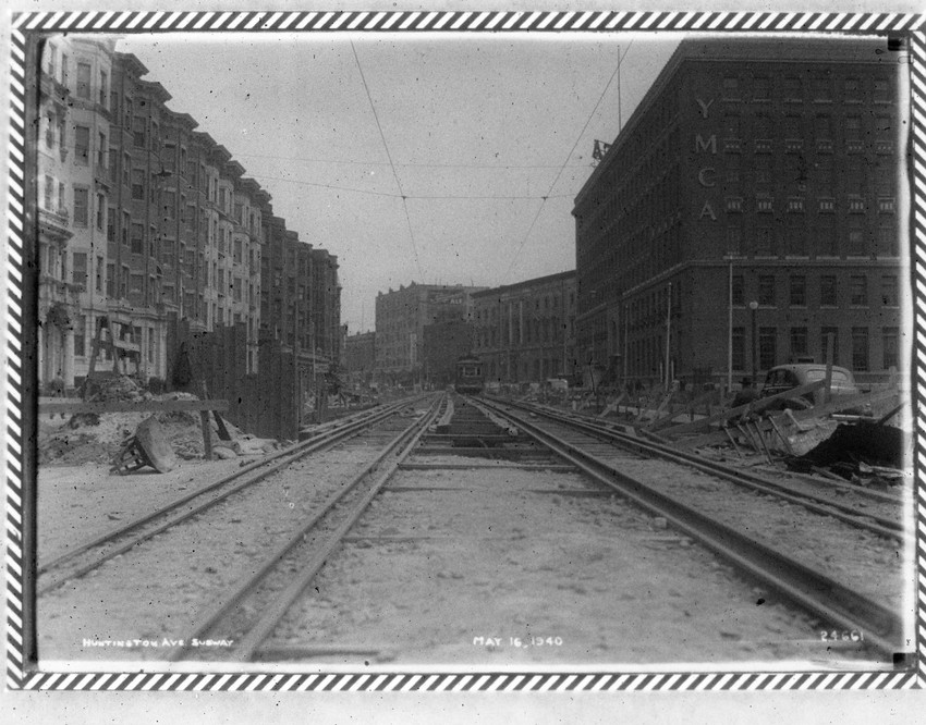Huntington Ave., subway construction surface near YMCA | Historic New England